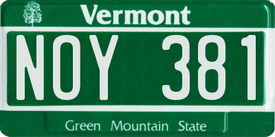 VT license plate NOY381