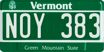 VT license plate NOY383