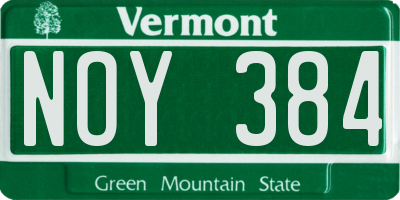 VT license plate NOY384