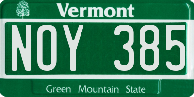 VT license plate NOY385