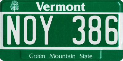VT license plate NOY386