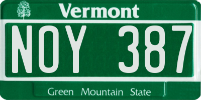 VT license plate NOY387
