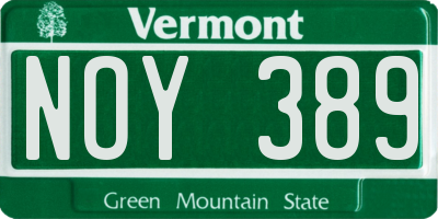 VT license plate NOY389