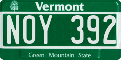 VT license plate NOY392