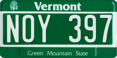 VT license plate NOY397