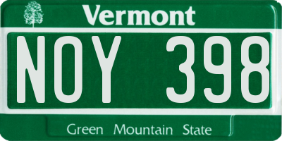 VT license plate NOY398