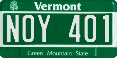 VT license plate NOY401