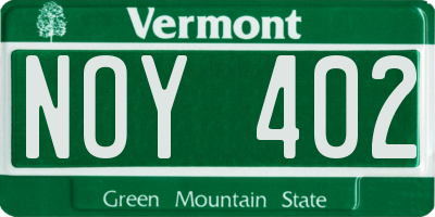 VT license plate NOY402