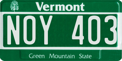 VT license plate NOY403