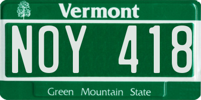 VT license plate NOY418