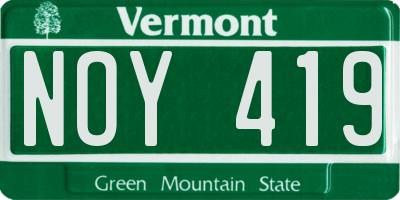 VT license plate NOY419