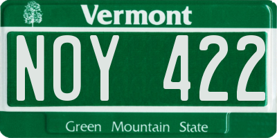 VT license plate NOY422