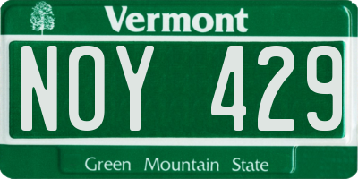 VT license plate NOY429