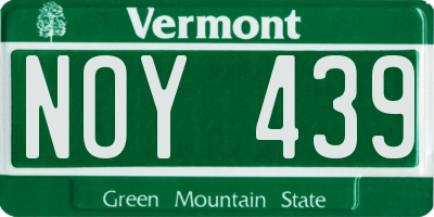 VT license plate NOY439