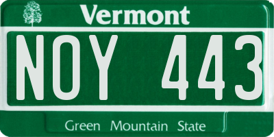 VT license plate NOY443
