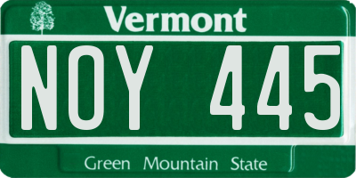 VT license plate NOY445