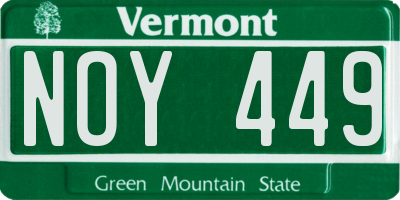 VT license plate NOY449