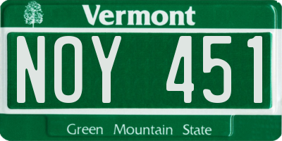 VT license plate NOY451