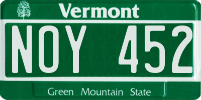 VT license plate NOY452