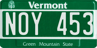VT license plate NOY453