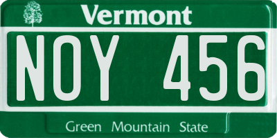 VT license plate NOY456
