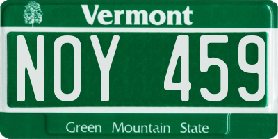 VT license plate NOY459
