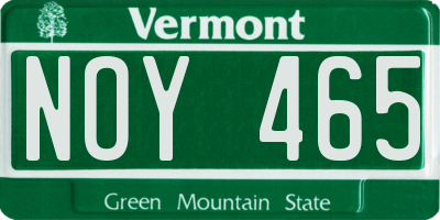 VT license plate NOY465