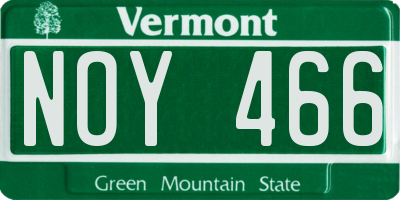 VT license plate NOY466