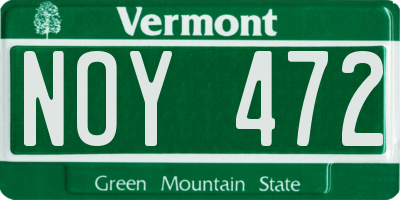 VT license plate NOY472