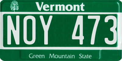 VT license plate NOY473