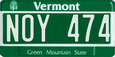 VT license plate NOY474