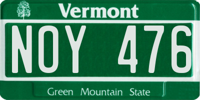 VT license plate NOY476