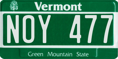 VT license plate NOY477