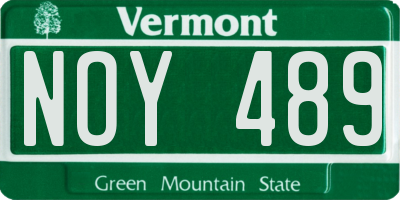 VT license plate NOY489