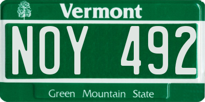 VT license plate NOY492