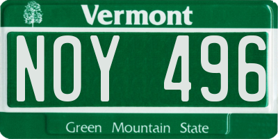 VT license plate NOY496