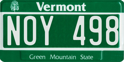 VT license plate NOY498