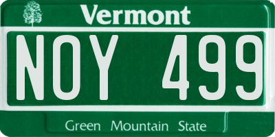 VT license plate NOY499