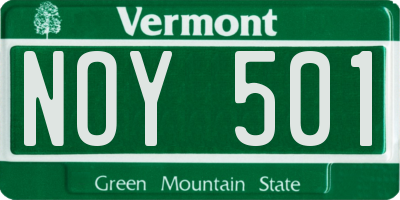 VT license plate NOY501
