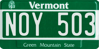 VT license plate NOY503