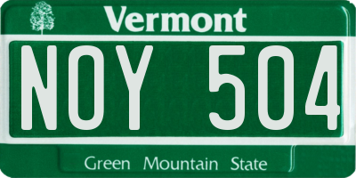 VT license plate NOY504