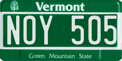 VT license plate NOY505