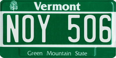 VT license plate NOY506
