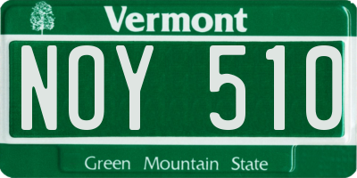 VT license plate NOY510