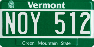 VT license plate NOY512