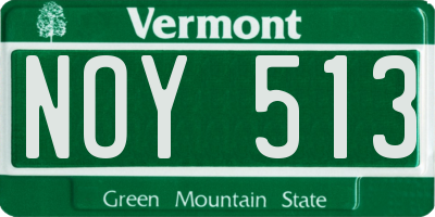 VT license plate NOY513