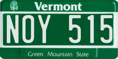 VT license plate NOY515