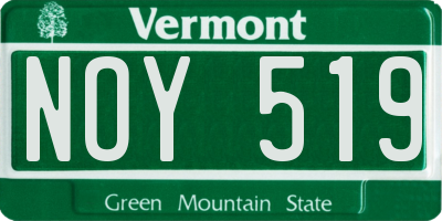 VT license plate NOY519