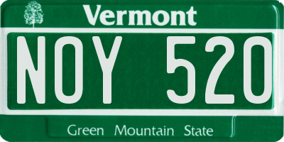 VT license plate NOY520