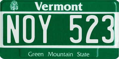 VT license plate NOY523